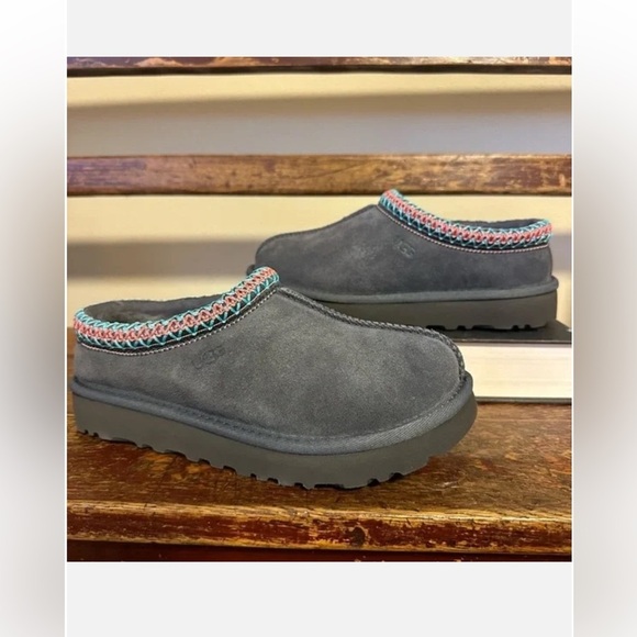 UGG Dark Gray Tasman Slippers Slip On Suede Mules - Picture 1 of 13